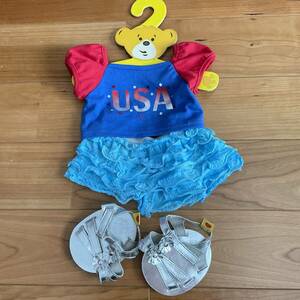 ★2a’ USED BUILD-A-BEAR サンダル付きセットアップ Tシャツ＋スカート USA購入★ビルドアベア 着せ替え 衣装 服 夏 summer シェリーメイ