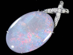 3MV12318T【売り切り】新品【RK宝石】≪opal≫ 上質ブラックオパール 特大9.34ct 極上ダイヤモンド Pt900 高級ペンダントヘッド ネックレス