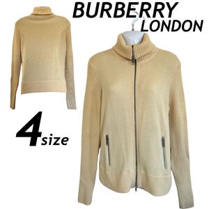 BURBERRY LONDON レディース ニットジャケット 4 リブ ジップアップ 毛 大きい FR140-742-02 三陽商会 アイボリー系 (A34)★