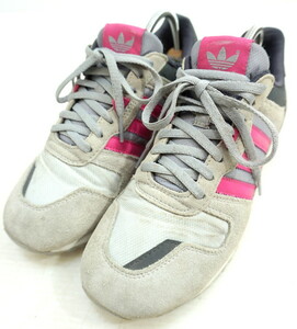 ●アディダス Adidas ZX 700 Retro Trainers M17803 Grey Pink Black スニーカー 23cm