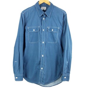 ■SCHOTT BROS ショット ブロス PERFECT / アメリカ製 MADE IN USA / WORK SHIRT / メンズ / ブルー / 総柄 ワークシャツ size L