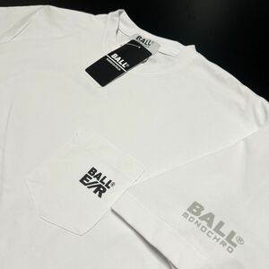 ●送料390円可能商品 ボール BALL 新品 メンズ イタリア発人気ブランド 胸ポケ付き 半袖 Tシャツ 白 LLサイズ[54125-01-LL] 一 三 参★QWER