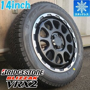 155/65R14 BRIDGESTONE BLIZZAK VRX2 国産 スタッドレス タイヤホイールセット 新品 4本 冬タイヤ ハイゼット エブリイ 軽トラ 軽バン