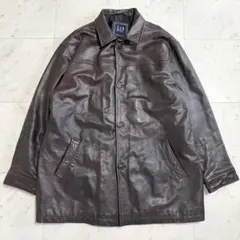 【BIG SIZE】 OLD GAP レザーカーコート 牛革 brown XL