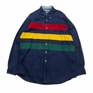 【L】USA古着 90s ノーティカ Nautica 長袖 ボタンダウンシャツ 切り替えデザイン