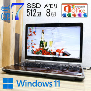 ★中古PC YAMAHA♪最上級4コアi7！新品SSD512GB メモリ8GB★GL207T Core i7-2630QM Win11 MS Office2019 Home&Business ノートPC★P70699