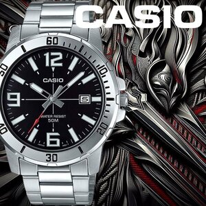 新品1円 逆輸入カシオ最新作 精悍ブラックメタリック 50m防水 腕時計 未使用 CASIO メンズ 激レア日本未発売