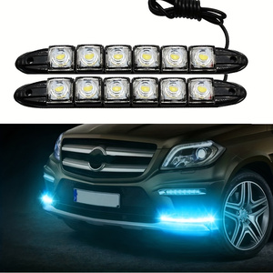 2個セット フレキシブル デイライト LED テープライト 簡単取付 ブルー DC12V 6LED 防水 17cm カー用品 非純正 t25