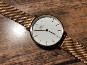 良品 Daniel Wellington ダニエルウェリントン 28mm Classic E28R11 ゴールド×ホワイト文字盤 純正SSブレス クオーツ レディース 腕時計