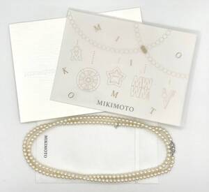 ミキモト★MIKIMOTO★パール★ロングネックレス★109cm★174粒★6.0～6.4mm★K14WG★Mロゴチャーム付き★USED