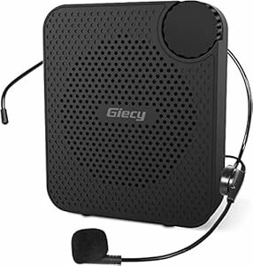 Giecy 拡声器 ポータブル、小型ハンズフリーメガホン 15W2600mah充電式バッテリー マイク付き ポータブルボイスアンプ