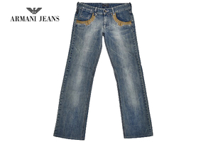 K-0269★美品★ARMANI JEANS アルマーニジーンズ★色落ち最高 正規品 ヴィンテージウォッシュ加工デニム ストレートジーンズ W25