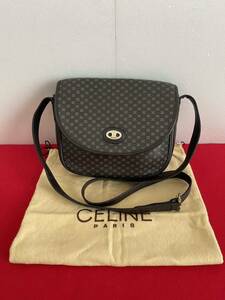 CELINE セリーヌ ヴィンテージ マカダム ショルダーバッグ レザー ブラウン 茶　トリオンフ