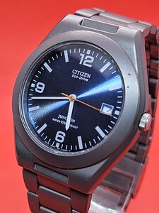 稼働品 美品 CITIZEN シチズン JUNCTION ジャンクション エコドライブ 7821-K13700 純正チタンブレス G1515