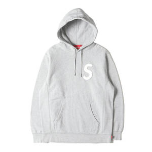 美品 Supreme シュプリーム 20SS レザーキルティング Sロゴ ワッペン スウェットパーカー S Logo Hooded Sweatshirt ヘザーグレー M