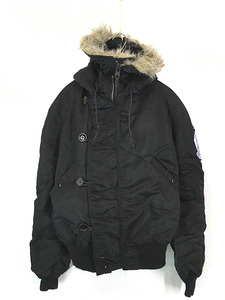 古着 80s USA製 ALPHA INDUSTRIES N-2B 6278F ファー フード ミリタリー 防寒 フライト ジャケット 黒 L