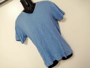 kkaa1132 ■ 無印良品 ■ Tシャツ カットソー トップス 半袖 Vネック コットン スモーキーブルー 水色 青 M