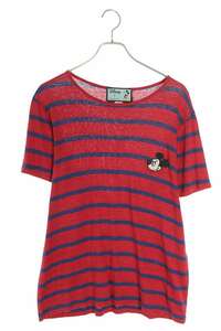 グッチ GUCCI サイズ:M キャラクターワッペンボーダーリネンTシャツ 中古 BS99