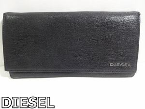 X4H065◆本物◆ ディーゼル DIESEL 本革レザー ブラック ファスナー開閉小銭入れ付き 財布 長財布 ウォレット