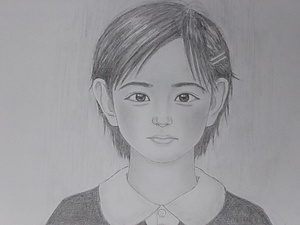 オリジナル直筆鉛筆画「眼差し」少女画 
