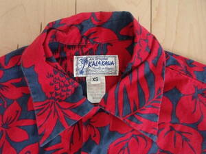 MADE IN USA HAWAII KALAKAUA アメリカ製 ハワイ ハワイアンシャツ アロハ 100%cotton ALOHA SHIRT navy red