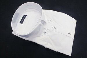 6【大きいサイズ】MarioEsperanza・ボタンダウン・綿混半袖シャツ・ホワイトの無地・7LB（襟廻り54cm）