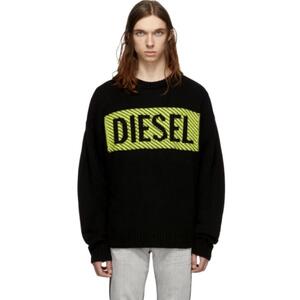 美品/フリーサイズ/大きいサイズ●DIESEL ディーゼル メンズ 19AW K-LOGOX-C ニット セーター 肉厚 ボックスロゴ 黒 ブラック ビッグ 秋冬