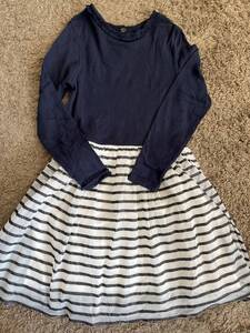 ★PETIT BATEAU★プチバトー　ボーダーチュールワンピース　ネイビー　12ans/152cm