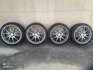 RAYS VOLK RacingG25 鍛造 18インチ 8.5J +44 ナンカン225/40R18 スタッドレスタイヤ付 ホイール 4本 