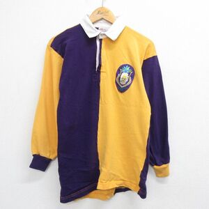 S/古着 長袖 ラガー シャツ メンズ 90s ツートンカラー ビール コットン 黄色他 イエロー 23sep19 中古 トップス