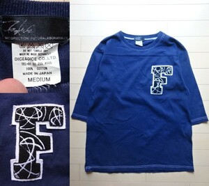 【FUTURA】ワッペン付き 七分袖 フットボールシャツ ネイビー SIZE:MEDIUM (フューチュラ)