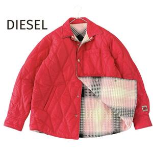 ☆DIESEL☆ディーゼル リバーシブル キルティングジャケット レッド ピンク系 サイズL相当