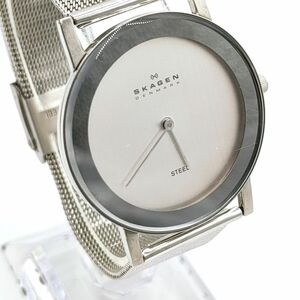 【電池切れ】SKAGEN スカーゲン　39LSS　ユニセックス　クォーツ腕時計　シルバー文字盤　2針　ケース：3.1