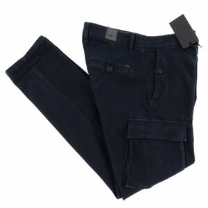 【新品未使用】LIU・JO UOMO◆Made In Italy◆32◆秋冬 ガーメントダイ ダークネイビー ストレッチ スリム コットン カーゴ パンツ