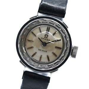 1円 稼働 良品 OMEGA オメガ De Ville デビル カットガラス 手巻き シルバー文字盤 SS 腕時計 レディース ラウンド 1135420241217