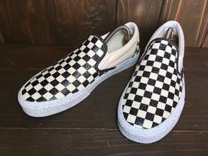 ★VANS バンズ US企画 slip on スリッポン 白×黒 チェッカー ラメ入り 27.5cm 極美品 Used 検 SK8 ハーフキャブ オールドスクール