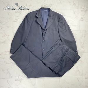 美品 Brooks Brothers ブルックスブラザーズ ウール混 段帰りテーラードジャケット セットアップ スーツ 総裏 メンズ 黒 サイズL*PC863