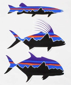 訳有 パタゴニア ステッカー 3種セット PATAGONIA STICKERS SET フィッツロイ GT トレバリー 魚 釣 ルースターフィッシュ マスキー シール