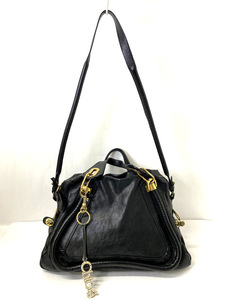 【★即決★】Chloe クロエ Paraty パラティ 2wayバッグ カーフレザー ブラック ゴールド金具 ハンドバッグ ショルダーバッグ 