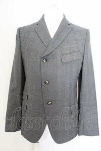 【USED】Vivienne Westwood MAN / /アシンメトリーチェックテーラードジャケット 46 グレー 【中古】 O-24-02-18-001-jc-YM-OS