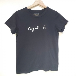 アニエスベー agnes b 半袖Tシャツ サイズ1 S - 黒×白 レディース クルーネック トップス