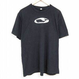 XL/古着 アメリカンアパレル American Apparel 半袖 ブランド Tシャツ メンズ クジラ スカル 大きいサイズ コットン クルーネック 黒