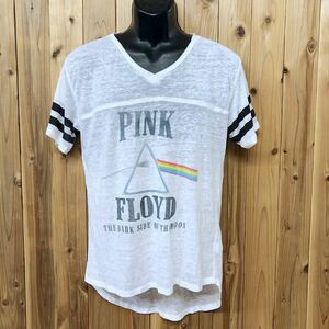 PINK FLOYD◇THE DARK SIDE OF THE MOON /半袖Tシャツ トップス プリントTシャツ バンドTシャツ Ｖネック 虹 薄地 USA古着 メンズXL