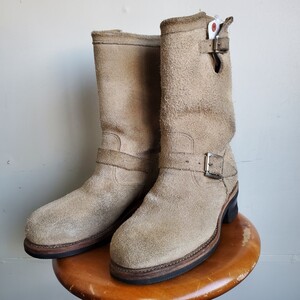 830◆PT83 チペワ CHIPPEWA エンジニアブーツ 6E 24㎝位 黒タグ スエード ベージュ スチールトゥ vintage ヴィンテージ 中古 USED