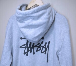 STUSSY ステューシー ロゴ パーカー XL グレー 両面プリント バックロゴ