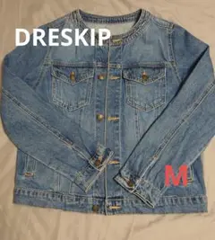 DRESKIP ノーカラーデニムジャケット　M