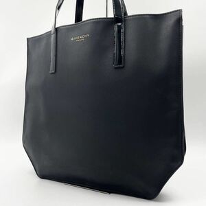 1円【希少・美品】GIVENCHY ジバンシー トートバッグ ハンド ビジネスバッグ レザー ブラック 黒 A4◎ 大容量 スクエア型 メンズ