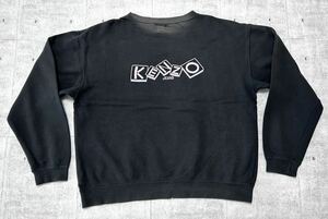 KENZO JEANS 両面刺繍ロゴ ブラック フェード 色あせ スウェット　　ケンゾー ジーンズ ユニセックス トレーナー デザイン◎ 柳9567