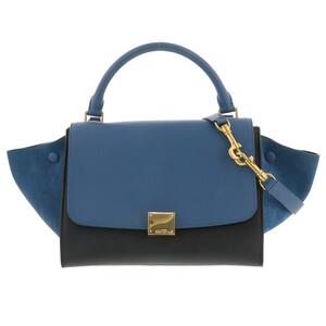 【お値下げ品】CELINE セリーヌ ショルダーバッグ 169543 Blue Leather/スエード トラペーズ 2way ショルダーバッグ