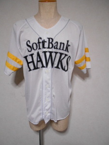 SOFTBANK HAWKS ソフトバンクホークス　オフィシャルファンクラブ ユニフォームシャツ白黄黒 M ㈱デサント